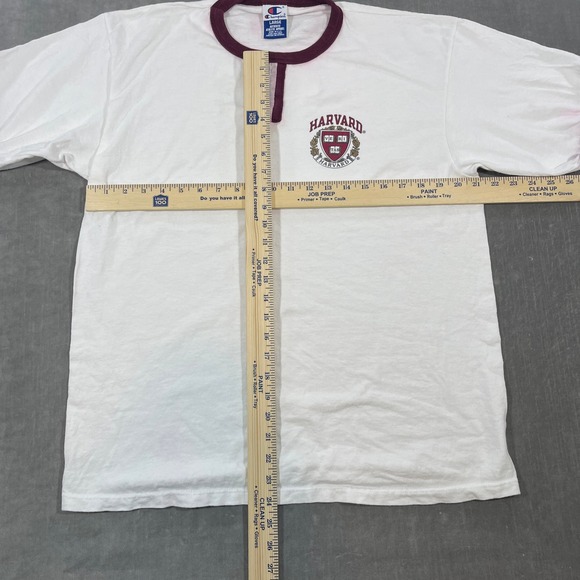Champion Harvard University Mens Large White Ringer T-Shirt Tee - Picture 6 of 9